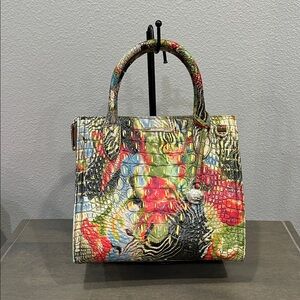 Brahmin Multicolor Crocodile Embossed Satchel